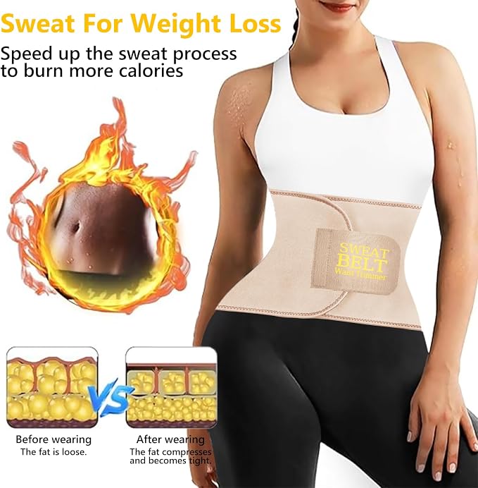 AMZBOSS Waist Trainers for Women Belly Fat, Waist Sweat Band for Women | Sweat Waist Trainer for Women, Belly Band Sweat Belt, Sweat Band for Stomach Weight Loss, Belly Wrap Waist Trimmer