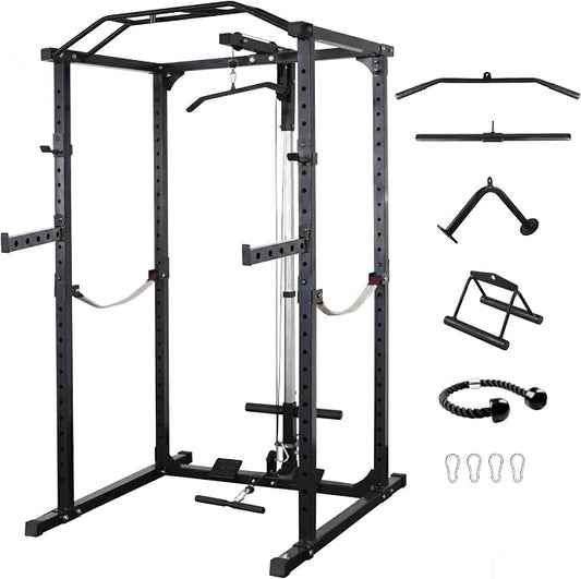 HulkFit Multifunction Heavy-Duty Power Cage Squat Rack, Home Gym,Multiple Sizes and Colors Available