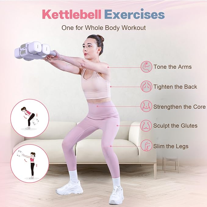 kisnbld Adjustable Dumbbell Set, 2-in-1 Dumbbells & Kettlebell,Hand Weights | 2.2-5.5lb Each Free Weights for Women Beginners with Fast Adjustment,Weights Set for Home Gym & Outdoor Exercise Training