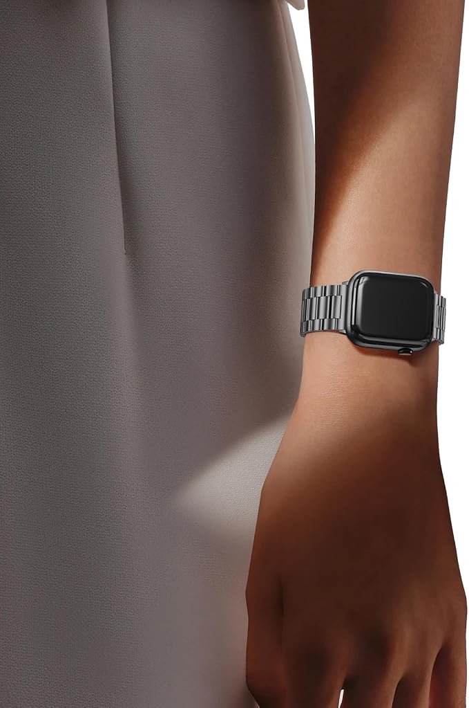 EPULY Compatible with Apple Watch Band 42mm 44mm 45mm 38mm 40mm 41mm Business Stainless Steel Metal Wristband for iWatch SE Series 8 7 6 5 4 3 2 1 for Men Women (Space Grey, 42mm/44mm/45mm) | Stainless Steel Strap Suitable for Business Setting & Everyd...