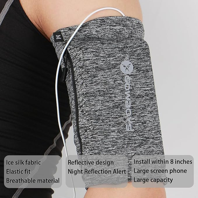 Running Phone Armband for Men Women,Universal Arm Bands for Phones Below 8 Inches,Waterproof Cell Phone Armband for Hiking,Running,Cycling,Climbing(Grey M)