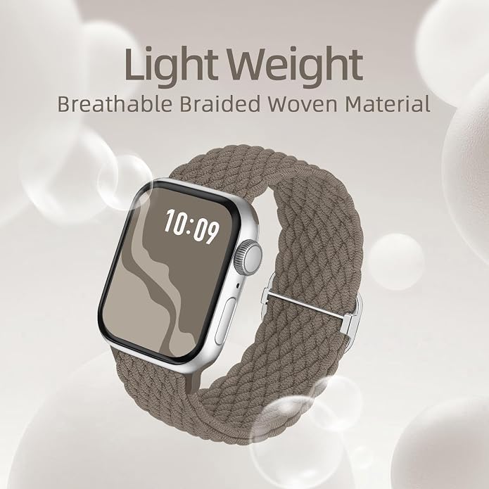 4 Pack Braided Stretchy Bands Compatible with Apple Watch 40mm 41mm 38mm 42mm 44mm 45mm 46mm 49mm Women Men, Breathable Nylon Elastic Daily Use Straps for iWatch Series 11/10 9 8 7 6 5 4 3 SE/Ultra 2