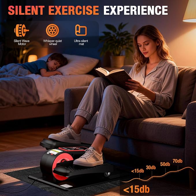 Under Desk Elliptical Machine, Electric Elliptical Leg Exerciser for Senior | Quiet and Compact Electric Seated Pedal Exerciser for Home with Monitor, Remote Control and 12 Adjustable Speeds