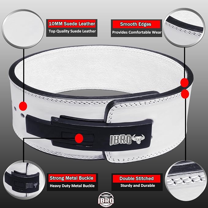 IBRO Powerlifting Lever Gym Belt – Power 8MM, 10MM or 13MM Extreme Heavy Duty Genuine Leather Belts - Squats Deadlifts Bodybuilding Weight Lifting IPF Power Lifting Strongman for Men