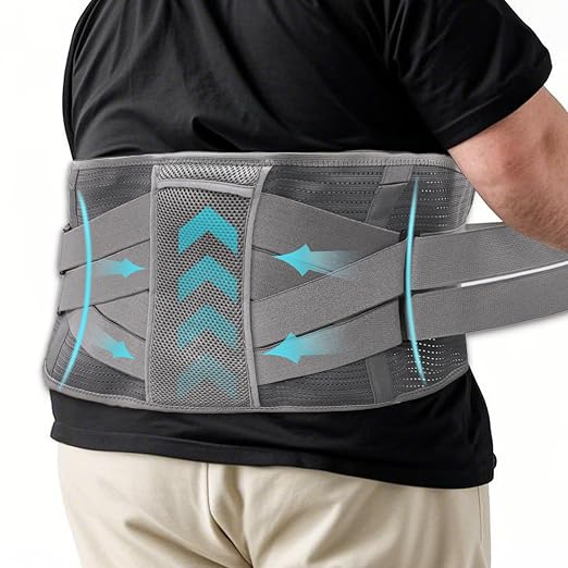 King Mills Plus Size Back Brace for Lower Back Pain, Belly: 52"-60" | Breathable Obese Belly Support, For Sciatica, Scoliosis, Two Sets of Support Bars, Lightweight