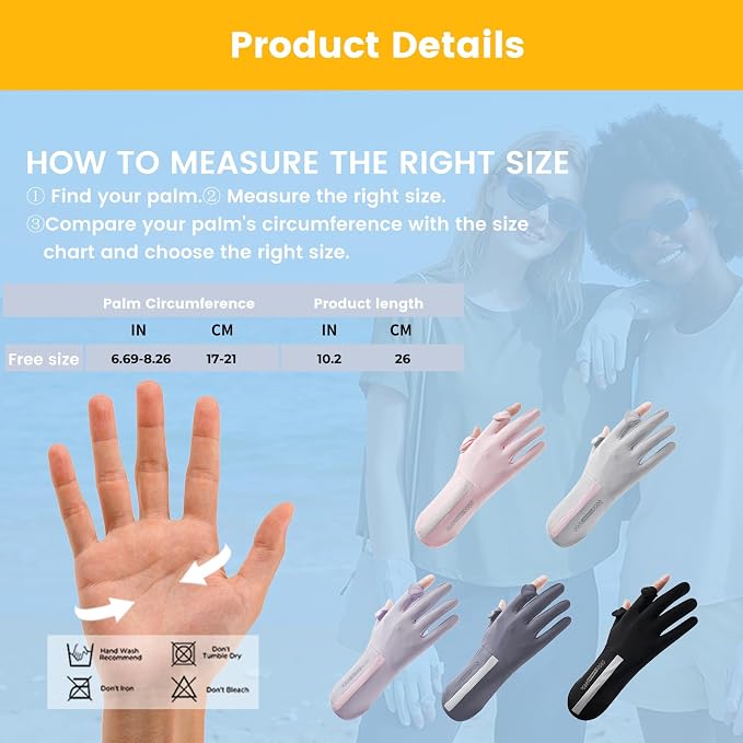 Women Driving Gloves, UV Protection Sun Gloves, Touchscreen Full Finger | UPF 50+ fabric blocks 99% UV rays, protecting hands during driving, cycling, fishing, hiking and outdoor activities