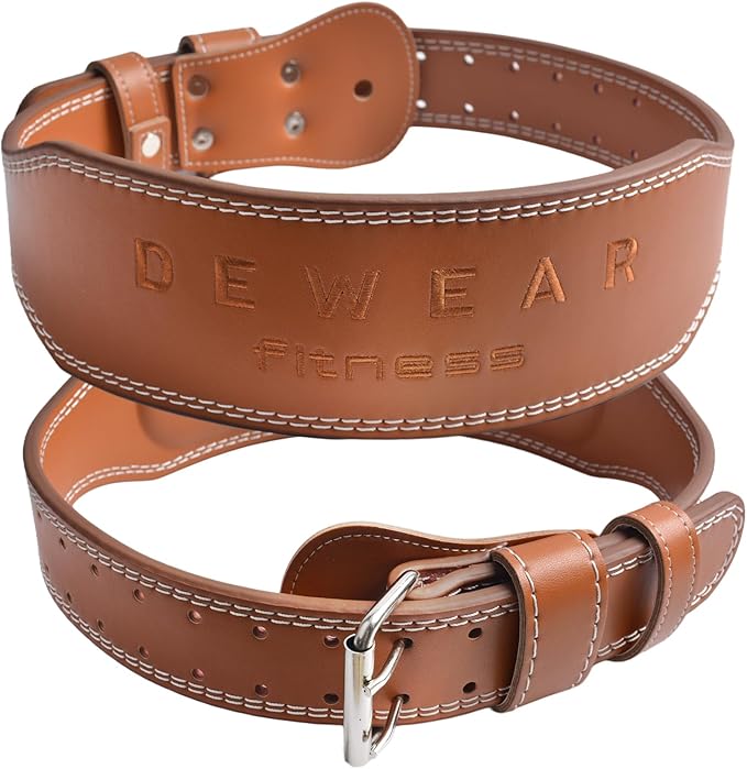 Genuine Leather Weight Lifting Belt, 4”& 6” Padded Lumbar Back Support, 10 Adjustable Holes, Gym Weight Belt Ideal for Deadlift, Powerlifting, Bodybuilding and Squat