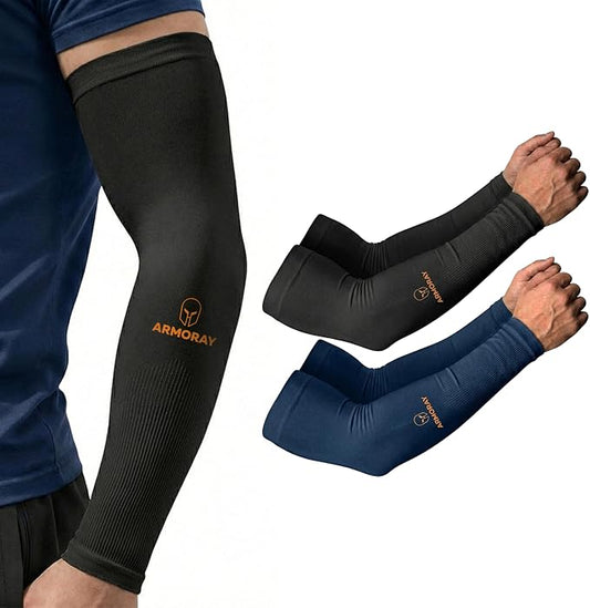 ARMORAY Arm Sleeves for Men and Women - UV Sun Protection Cooling Compression - Tattoo Cover Up Sleeve for Daily Wear & Work