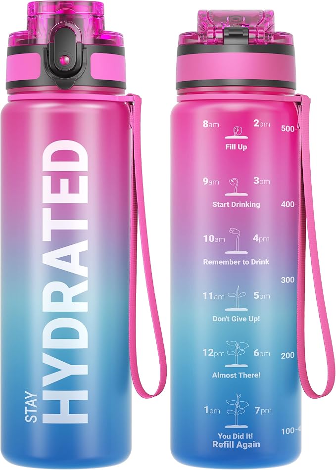 Sahara Sailor Water Bottle 17oz, Durable and Leakproof Water Bottles Motivational with Time Marker, Tritan, BPA Free, Wide Mouth with Easy Clean Brush for Gym, Travel, Home, School, Office (1 Bottle) | Bpa Free, Leakproof Wide Mouth With Fast Flow Lid ...