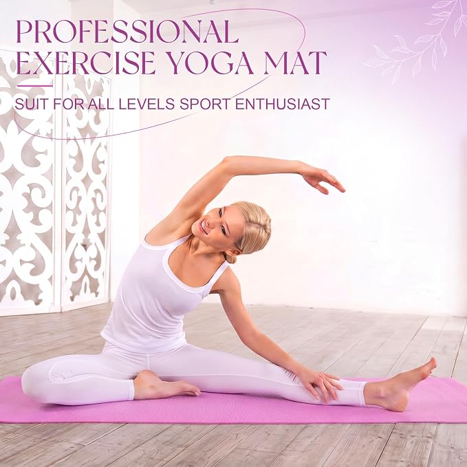 Funtery 3 mm Thin Yoga Mats Bulk, 68 x 24 Inches Lightweight PVC Exercise Mats Non Slip Workout Fitness Pads for Yoga Pilates Stretching Classes Gym Home Studio