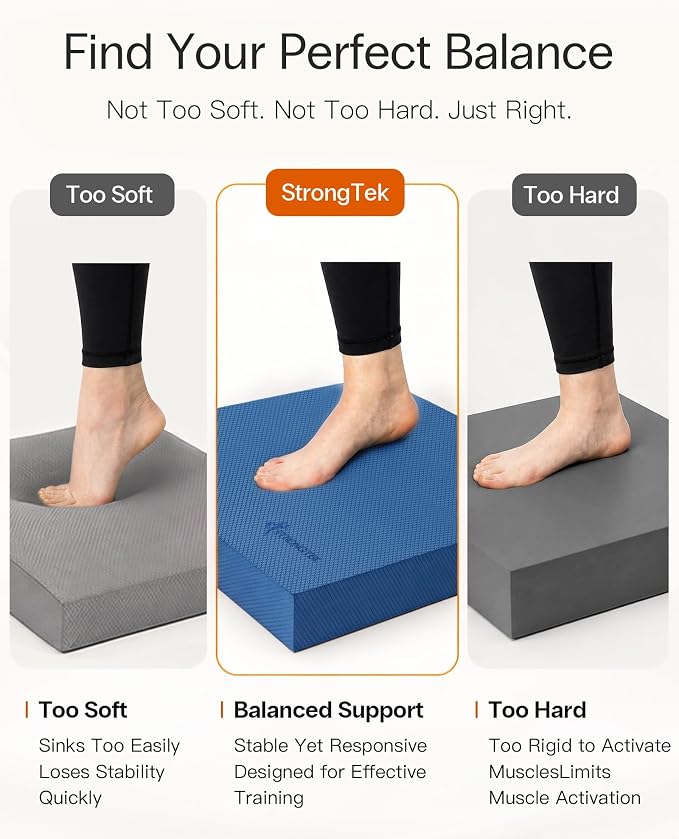 StrongTek Foam Balance Pad, High-Density TPE, 15.8 x 13 x 2 in, Non-Slip | Water-Resistant, Supportive Cushioning, Kneeling Support, Core Strength and Stability Training, Physical Therapy and Yoga