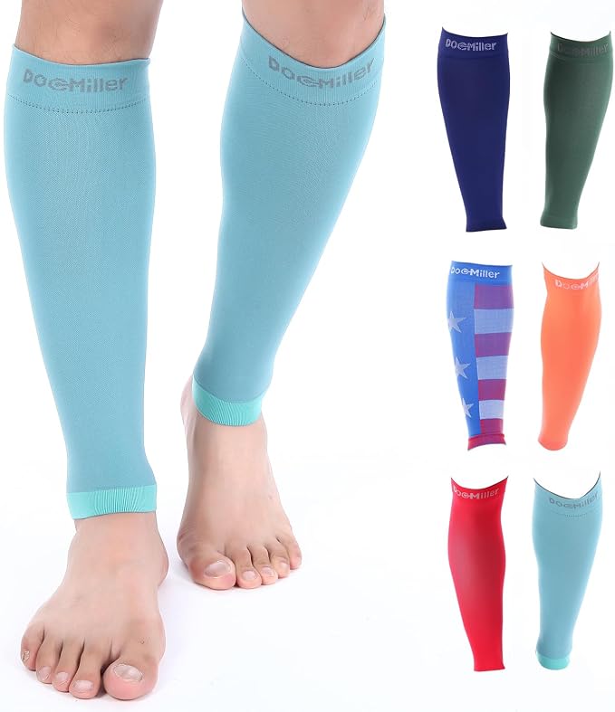 Doc Miller Compression Calf Sleeve for Men & Women, 20-30mmHg | Graduated Support for Running, Shin Splints, Calf Strain, Knee High, Small to 6XL Plus Size
