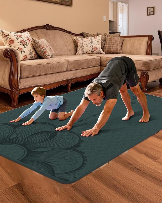 Large Yoga Mat (75.5"x47.6"x0.4"）Extra Wide & Thick 10mm | Non-Slip Exercise Mat, High-Density TPE Mat for Yoga Pilates & Home Gym Workouts