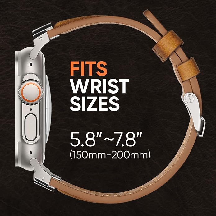 Suitisbest Leather Band Compatible for Apple Watch Ultra Band 49mm 46mm 45mm 44mm 42mm 41mm 40mm, Genuine Leather Replacement Strap for iWatch series 11 10 9 8 7 6 5 4 3 2 1, SE 3 2 1, Ultra 3 2 1