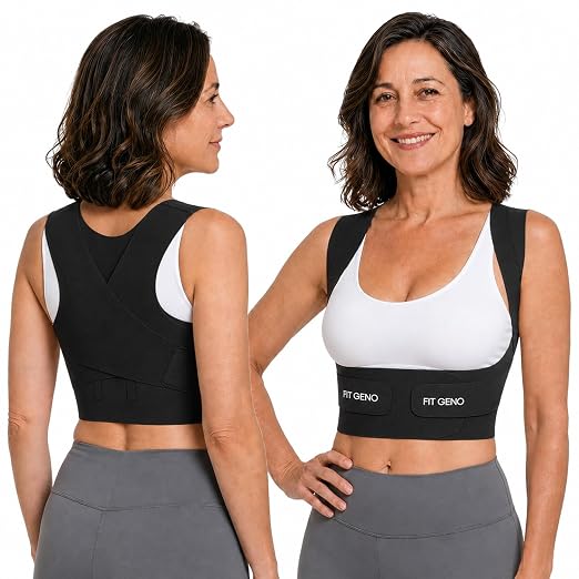 Fit Geno Invisilite Posture Corrector for Women Adjustable Upper Back Brace | Slim and Lightweight, It Stays Invisible Under Clothes, So You Can Wear It Comfortably Through Desk Work or Errands