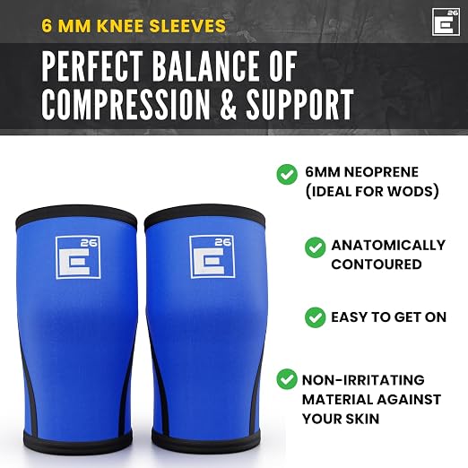 Element 26 Knee Sleeves for Weight Lifting with Gym Bag (XL, Blue) | 6mm Neoprene Support for Powerlifting, CrossFitting, Squats, Deadlifts, 7mm Compression, Non-Slip, Men & Women, Sold As Pair