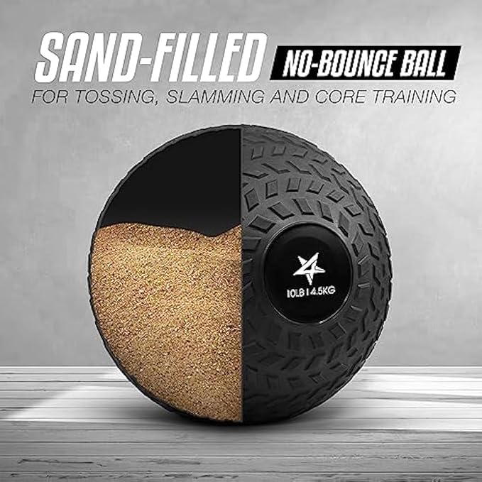 Yes4All Slam Balls, 10-40lb Weighted Ball Weight, Durable PVC Sand Filled Workout Dynamic Slam Ball for Strength Training, Triangle, Black, 10lbs