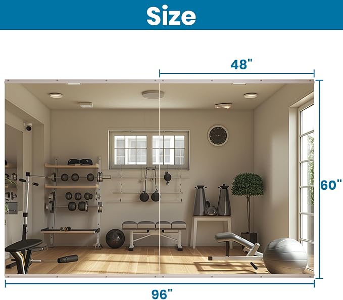 LOVMOR Home Gym Mirror 60"x48" 2 Pack, Wall Mounted Frameless Home Decor Mirror, Full Length for Yoga Dancing Room Living Room Bathroom