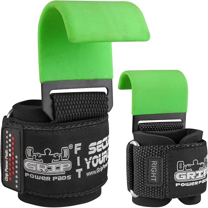 Weight Lifting Rod Hooks Heavy Duty Wrist Wraps Power Weight Lifting Training Gym Grips Straps Set of 2