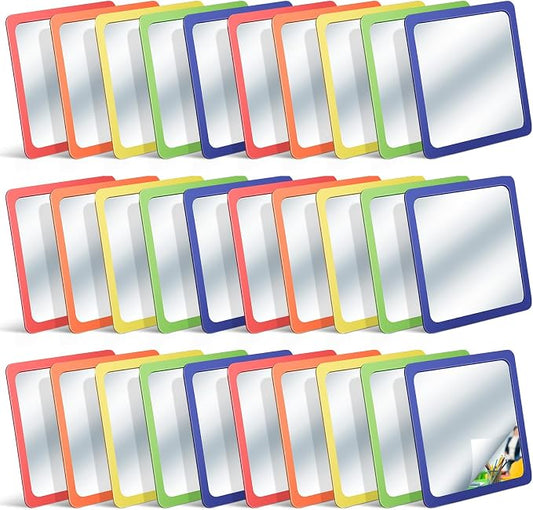 30 Pcs Small Mirrors for Craft 6 x 6 Mirror for Kid,Fulgent Colors | Shatterproof Mirrors in Bulk for Kids for Baby School Classroom Craft Chick Bird Brooders Grow out Pens