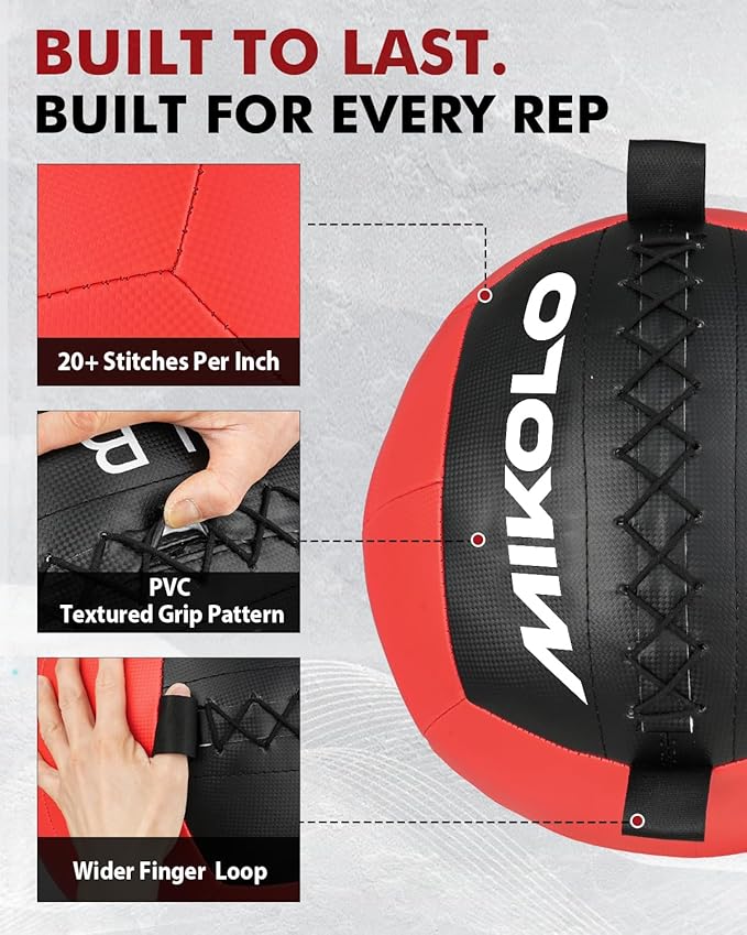Mikolo Medicine Ball, Wall Ball,Soft Medicine Ball Set,Slam Ball for Core Training, Strength Workouts -Multi-Weight 10lbs 20lbs Exercise Balls for Home Gym, Functional Fitness (10/15/20/25LB)