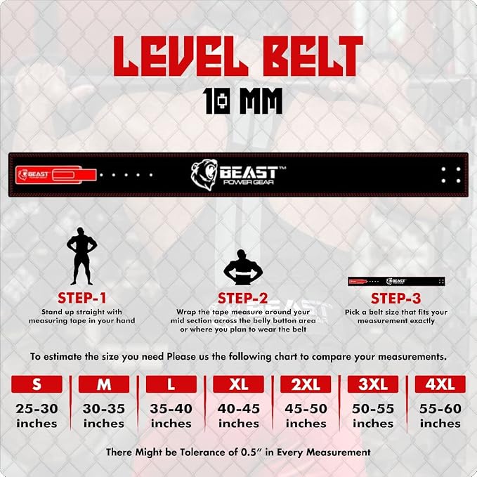 Beast Power Gear Weight Lifting Belt Lever Buckle 10MM 13MM Thick & 4 Inches Free Strap Weightlifting, Powerlifting, Deadlifts, Squats Men Women