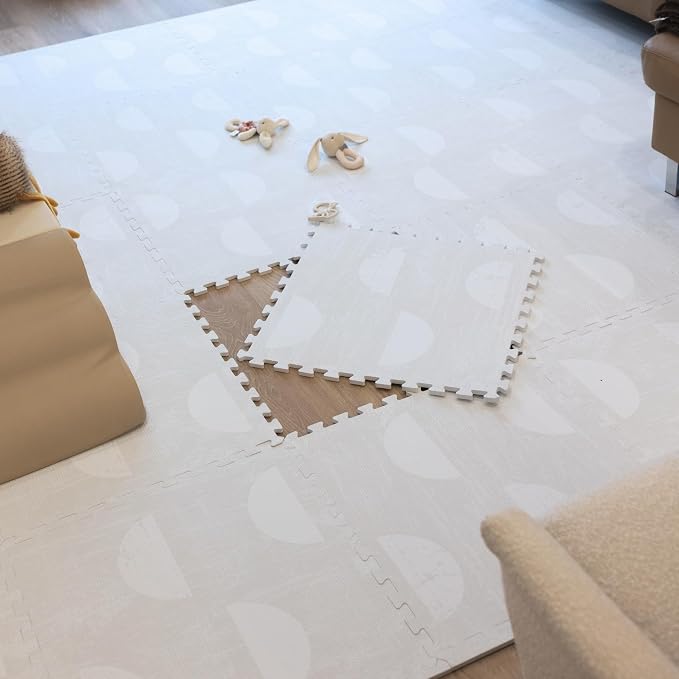Little Landings Baby Play Mat for Floor - Aura Pearl (6x8ft) - Premium EVA Foam Play Mat for Babies & Toddlers (Ages 0-5+) Non-Toxic Playmat for Tummy Time, Crawling & Playroom - Stylish & Comfortable