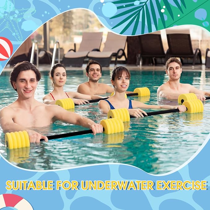 Soulchen Long Aquatic Exercise Dumbbells Pool Exercise Foam Water Weights Dumbbell Aquatic Pool Barbells with High Density EVA Foam for Swim Water Aerobics Workouts Loss