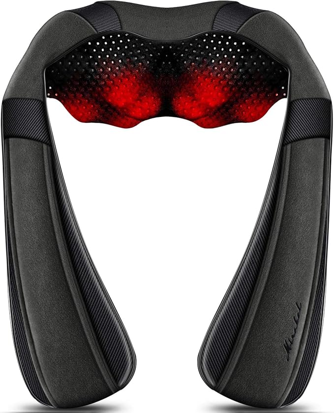Mirakel Shiatsu Neck & Back Massager with Heat - Deep Tissue Neck, Back & Shoulder Pain Relief - Ergonomic Design Shoulder Massager, Electric Kneading Whole Body Massage Pillow Gifts for Women, Men
