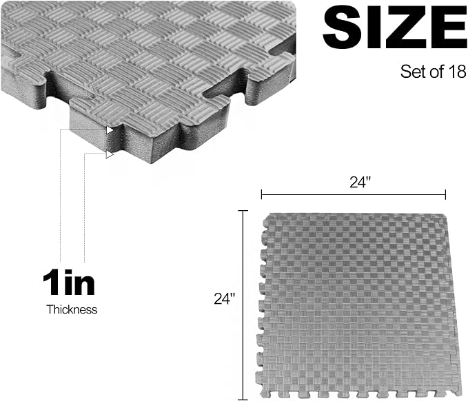 Elevon Puzzle Exercise Gym Flooring Mat, EVA Interlocking Foam Tiles Workout Mat for Home Gym, Fitness Equipment, MMA, Gymnastics, Shock-Absorbing Exercise Mat, Multi-Color