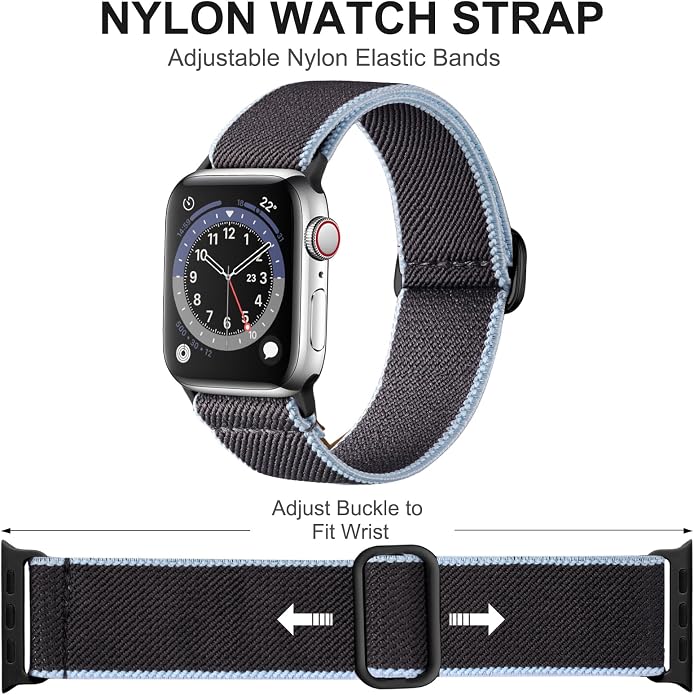 Adorve Stretchy Band Compatible with Apple Watch Bands Ultra 3/2/1 49mm 46mm 45mm 44mm 42mm 41mm 40mm 38mm Men Women, Soft Nylon Elastic Braided Strap Fits for iWatch Series 11/10/9/8/7/6/5/4/3/SE3-1