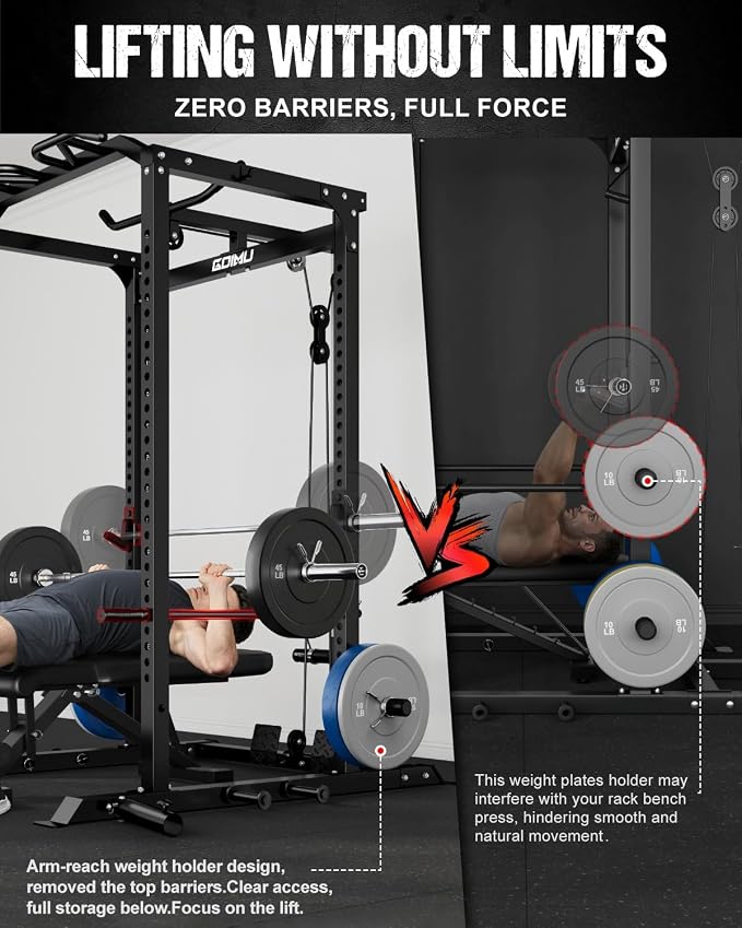 C1-V4 Power Cage, 2000LBS Squat Rack with LAT Pulldown, Multi-Function Weight Cage Strength Training Machine, Workout Cage with More Attachments for Home Gym Garage