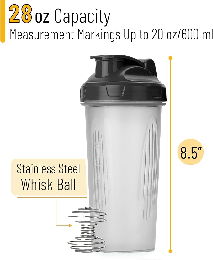 Mr. Pen- Shaker Bottles for Protein Mixes, 28 oz | Leak Proof Shaker Cups with Stainless Steel Wire Whisk Ball for Protein Shakes and Pre Workout, Fathers Day Gift