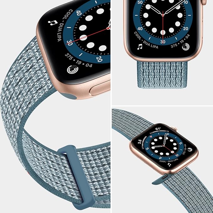 Sport Loop Band Compatible with Apple Watch Band 38mm 40mm 41mm 42mm 44mm 45mm iWatch Series 7 6 5 SE 4 3 2 1 Strap, Nylon Weave Women Men Stretchy Elastic Braided, 38 40 41mm Celestial Teal | Nylon Sport Loop Wristband Compatible with Apple Watch Ultr...
