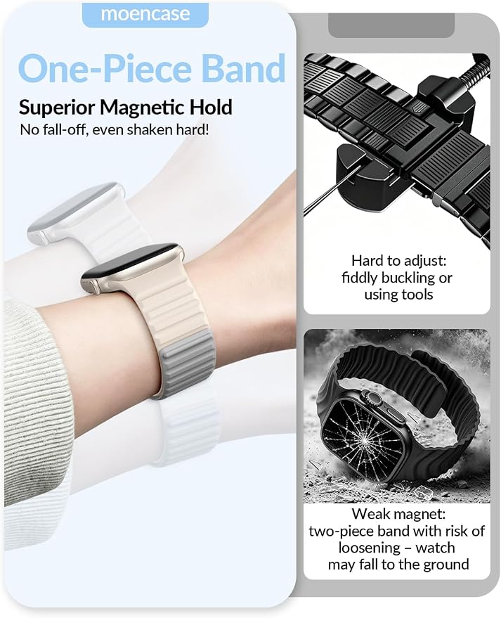 Patented Magnetic Silicone Sport Band for Apple Watch Bands for Women Men | Soft Silicone Solo Loop 40mm 38mm 41mm 44mm 45mm 42mm 49mm, Sport Strap for iWatch Series 11 10 9 8 7 6 5 4 3 2 1 SE Ultra