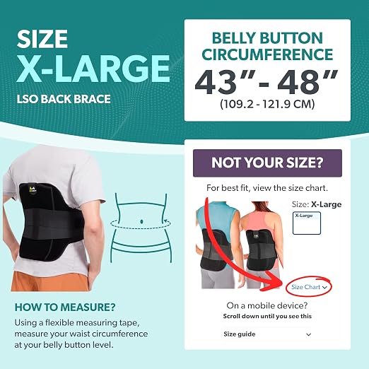BraceAbility LSO Back Brace for Women and Men - Medical-Grade Lumbar Brace for Herniated Disc, Sciatica, Spinal Stenosis, Spondylolisthesis, Post-Surgery Recovery, Hot and Cold Therapy (XL)