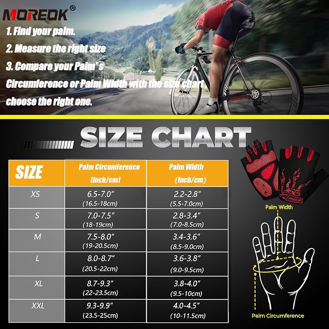 Cycling Gloves Bike Bicycle Gloves, Half Finger 5MM Gel Anti-Slip | Biking Gloves for Men Women Gym workout exercise Motorcycle Hiking Rowing Outdoor Sports
