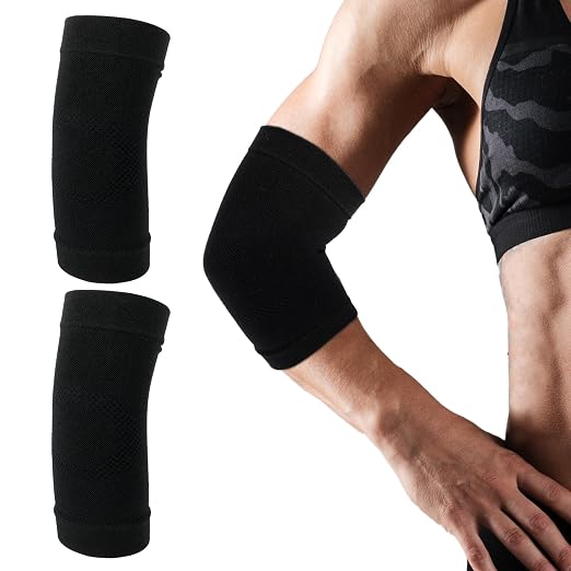 COMNICO Elbow Brace Compression Sleeve Nylon Tennis Golfers Elbow Joint Support Sports Protection Arm Support Sleeves Pain Relief Pads for Women Men (Black)