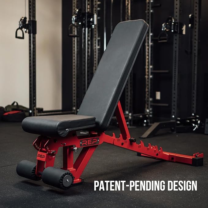 REP FID Foldable Weight Bench, Incline Decline Chair for Home Gym, Compact Portable Stationary Equipment, Heavy Duty Strength Training Platform, Adjustable Situp Dumbbell Workout Support, AB-3000