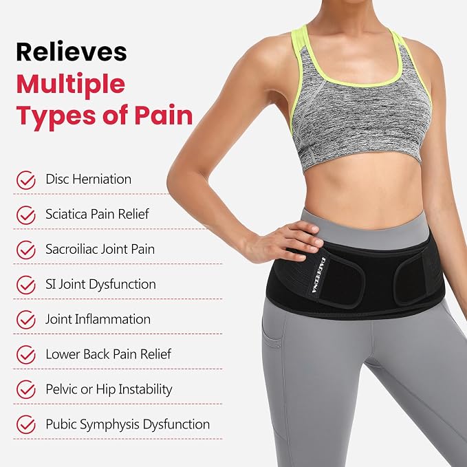 Sacroiliac SI Hip Belt for Women Men SI Joint Hip Belt Lower Back Support Brace Hip Braces for Hip Pain Pelvic Support Belt Adjustable Sciatica Pelvis Lumbar Pain Relief Trochanter | Pelvic Support - Adjustable Sciatica Pelvis Lumbar Pain Relief Trocha...