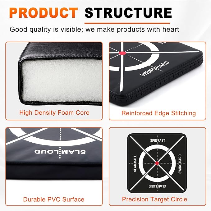 Nuanchu Slam Ball Target Training Pad, Medicine Ball Slam Mat for Home Gym, Heavy Duty High Density Foam Impact Pad for Balls Throwing Workouts, Noise Reducing Floor Protection Mat, 19.7 Inch