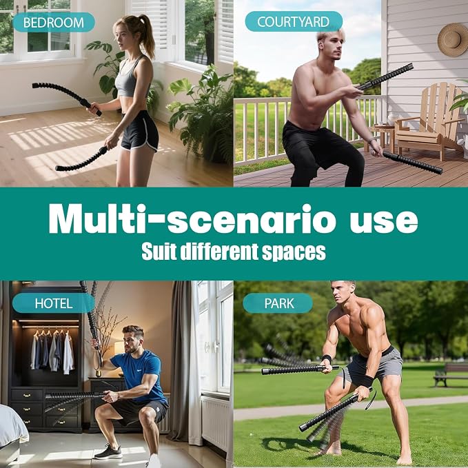 Ropeless Battle Ropes, Weighted Portable Workout Ropes For Home Gym 2PCS | Cordless Jump/Arm Exerciser With Non-Slip Gloves & Training Poster – HIIT, Low-Impact Cardio & Strength/Muscle Training