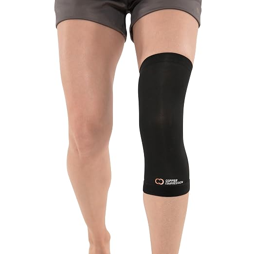 Copper Compression Knee Sleeve - Copper Infused Knee Stabilizer Support Brace for Meniscus Tear, ACL, MCL, Arthritis, Joint Pain Relief, Running, Sports, Hiking - Men & Women - Fits Right/Left - XL