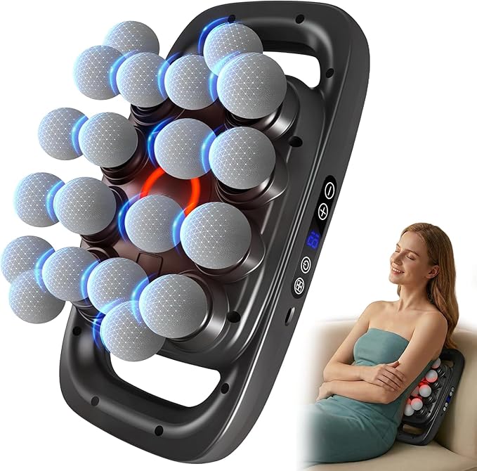 Mekanic 20-Head Massage Gun Deep Tissue with Soothing Warmth, 3 Modes & 30 Intensities, Quiet Multi-Head Back Massager for Pain Relief, Electric Percussion Muscle Massager for Body, Neck,and Legs