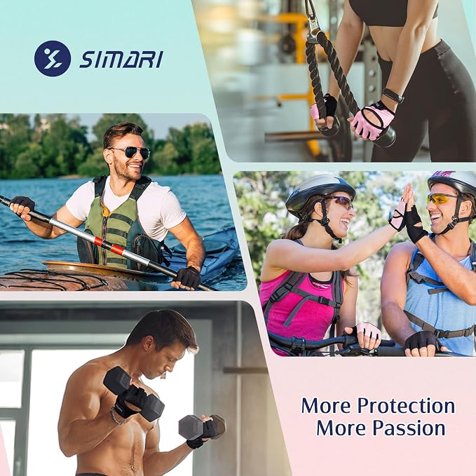 SIMARI Workout Gym Gloves for Men Women, Weight Lifting Gloves with Wrist Wrap Support, SBR Pad Grip for Full Palm Protection, for Exercise, Fitness, Dumbbells, Barbell, Climbing, Fingerless
