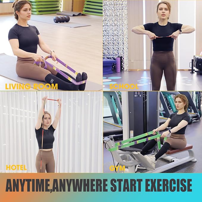 Resistance Band – Natural Rubber, Non-Allergenic & Durable,Portable for Home, Gym & Outdoor Workouts Fitness Exercise and Rehabilitation (Green,50-125 LBS)