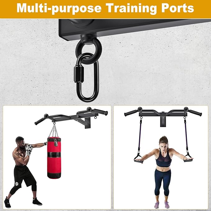 Kipika 48" Ceiling Mounted Pull Up Bar, Heavy Duty Multi-Grip Chin Up Bar,Mounted Pullup Bar, Adjustable Height, Pull Up Bands for Chin Ups & Body Stretching, Ideal for Home Gym and Strength Training