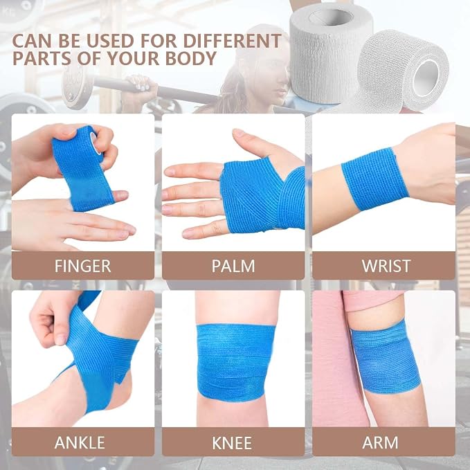 KISEER 15 Pack 2 Inch x 5 Yards White Self Adhesive Bandage Breathable Cohesive Bandage Wrap Rolls Elastic Self-Adherent Tape for Stretch Athletic, Sports, Wrist, Ankle