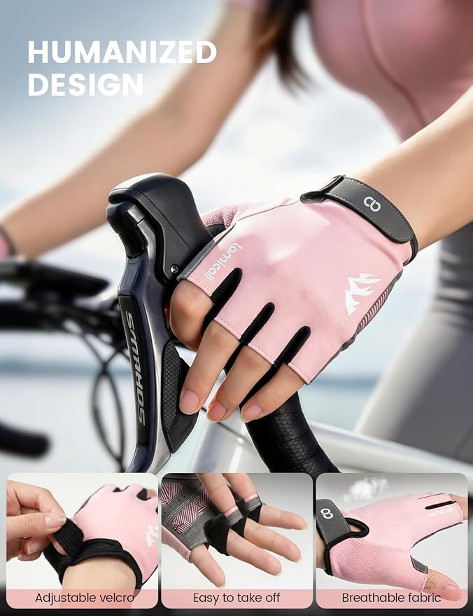 Lamicall Bike Gloves for Men Women - [Anti-Slip Shock-Absorbing Pad] Workout Gloves, Breathable Materials, Cycling Gloves for Bicycle, Gym, Motorcycle, Hiking, Indoor & Outdoor Sports