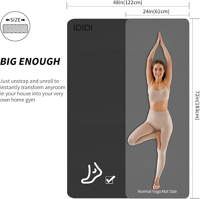 8mm & 10mm Thick Large Yoga Mat (6'x 4') - Extra Long and Wide Workout Mat for Men and Women, Non-Slip POE Fitness Mat, Eco-Friendly Exercise Mat for Home Workouts, Ideal for Yoga and Pilates